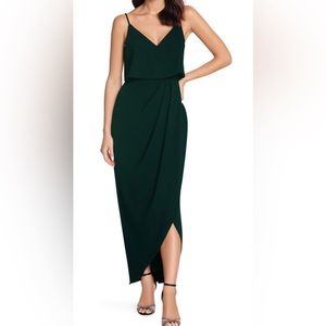Xscape scuba crepe feaux wrap dress